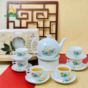 Bộ ấm chén Bưởi cành vẽ hoa vàng Bát Tràng AC021112724