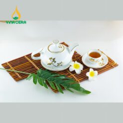 Bộ ấm Trà vòi Voi vẽ Sen Vàng