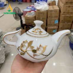 Bộ ấm Trà vòi Voi vẽ Sen Vàng