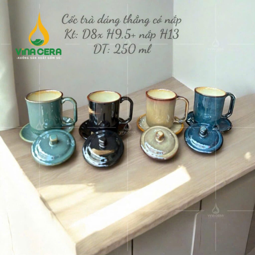 Ly Sứ Bát Tràng Và Ly Sứ Thường Khác Nhau Thế Nào? Cách Nhận Biết Chính Xác Trước Khi Mua Ly sứ miệng loe có nắp men hỏa biến