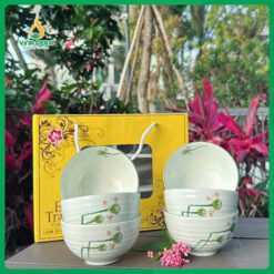 Bộ 6 bát ăn Cơm cao cấp vẽ Đài Sen