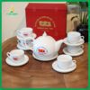 Bộ Ấm Chén Dáng Bưởi Chóp Ngọn Lửa In logo Đại Hội Đảng