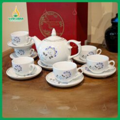 Bộ Ấm Chén Dáng Bưởi Chóp Ngọn Lửa In logo Đại Hội Đảng Bộ Ấm Chén Dáng Bưởi Chóp Ngọn Lửa In logo Đại Hội Đảng