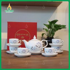 Bộ Ấm Chén Dáng Bưởi Chóp Ngọn Lửa In logo Đại Hội Đảng Bộ Ấm Chén Dáng Bưởi Chóp Ngọn Lửa In logo Đại Hội Đảng