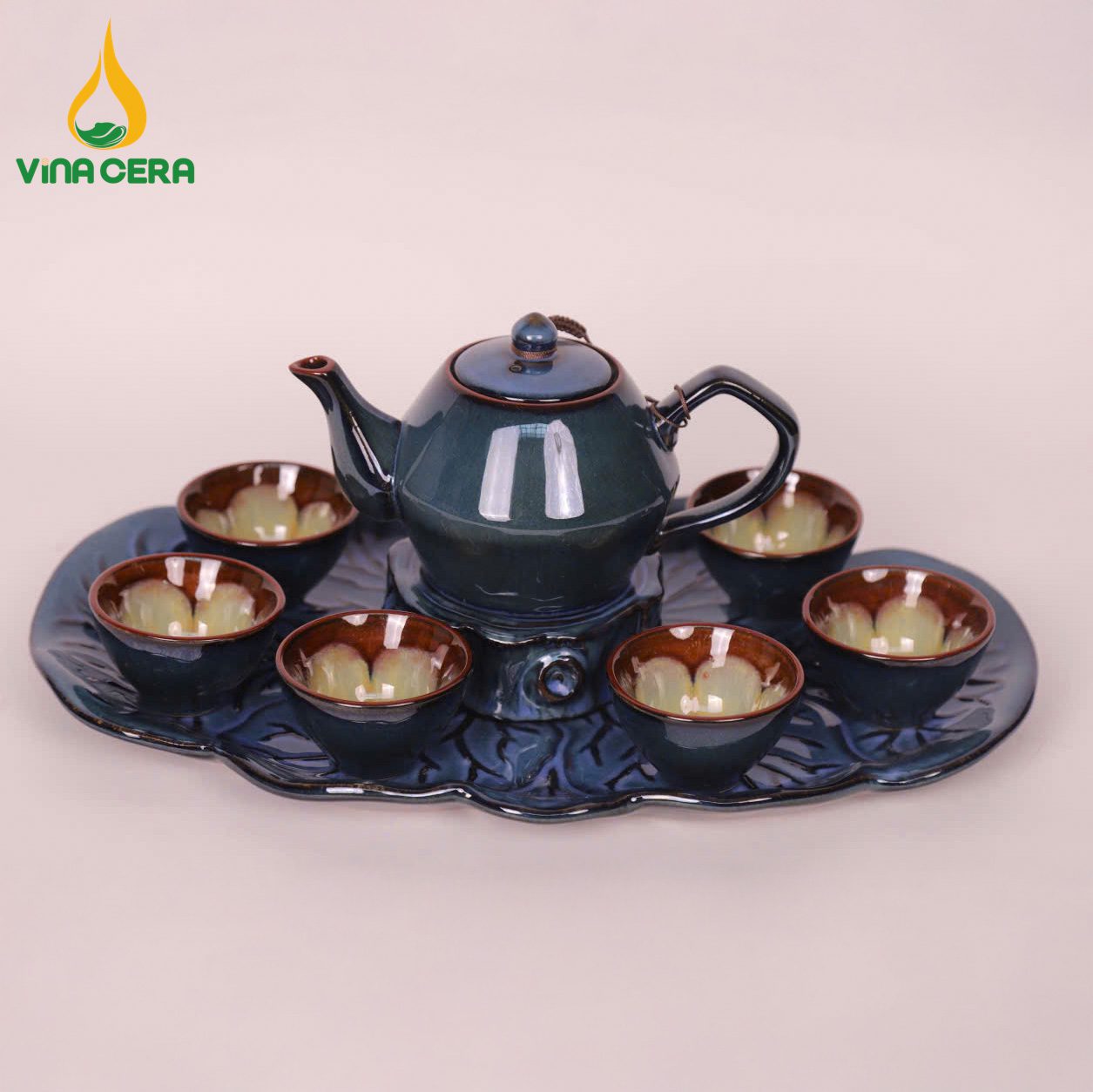 ấm chén hoa biến in logo-15 Ấm Chén Men Hỏa Biến Cao Cấp