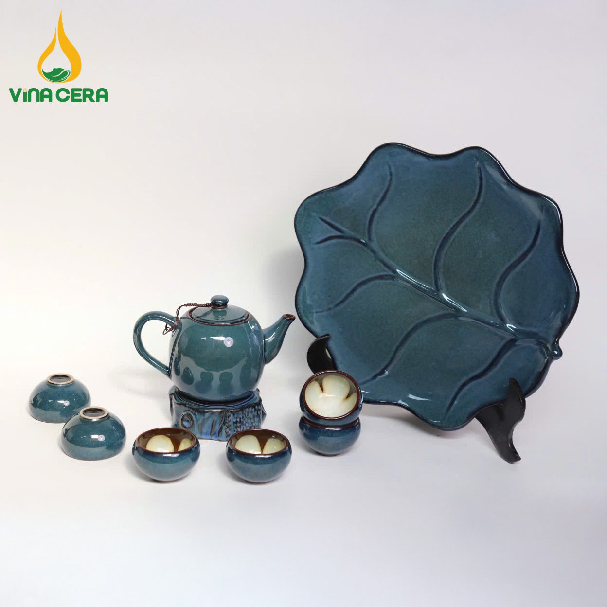 ấm chén hoa biến in logo-17 Ấm Chén Men Hỏa Biến Cao Cấp