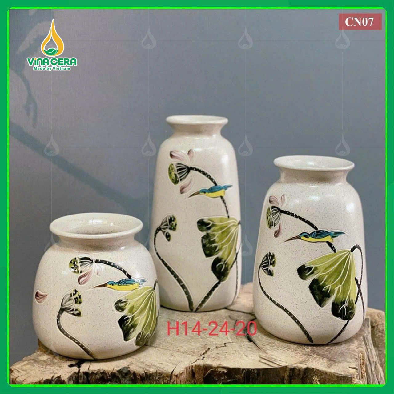Lọ Hoa Gốm Sứ Bát Tràng VN-0461125 (4) Lọ Hoa Gốm Sứ Bát Tràng VN-0461125