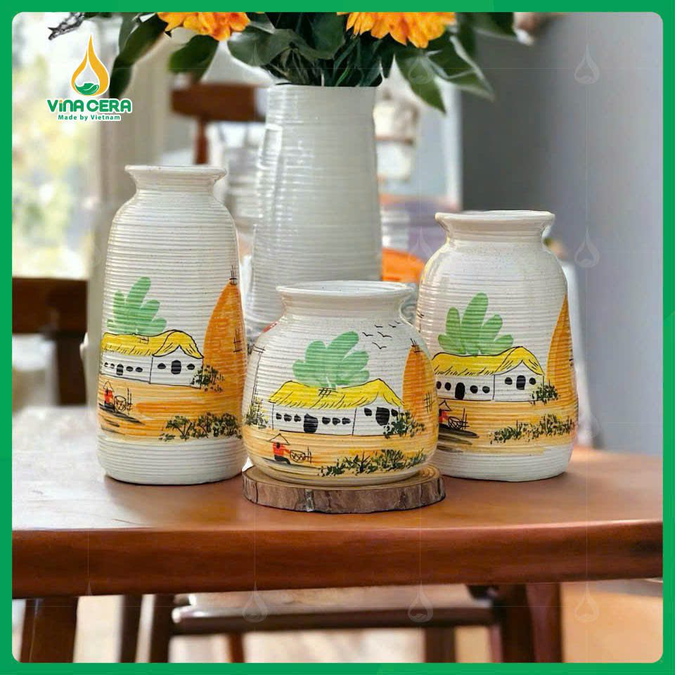 Lọ Hoa Gốm Sứ Bát Tràng VN-0461125 (5) Lọ Hoa Gốm Sứ Bát Tràng VN-0461125