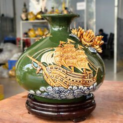 Bình Gốm Dáng Túi Tiền Tài Lộc Đắp Nổi Thuận Buồm Xuôi Gió VNC-012 Binh-Gom-Dang-Tui-Tien-Tai-Loc-Dap-Noi-Thuan-Buom-Xuoi-Gio-VNC-012