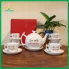 Bộ Ấm Chén Trắng Khuyết in logo Công ty Đại Việt AC-0172625 Bộ Ấm Chén Trắng Khuyết in logo Công ty Đại Việt