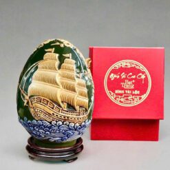 Trứng Phong thủy Thuận buồm Xuôi gió Men màu Họa tiết nổi TPT-01 Trứng Phong thủy Thuận buồm Xuôi gió Men màu Họa tiết nổi TPT-01