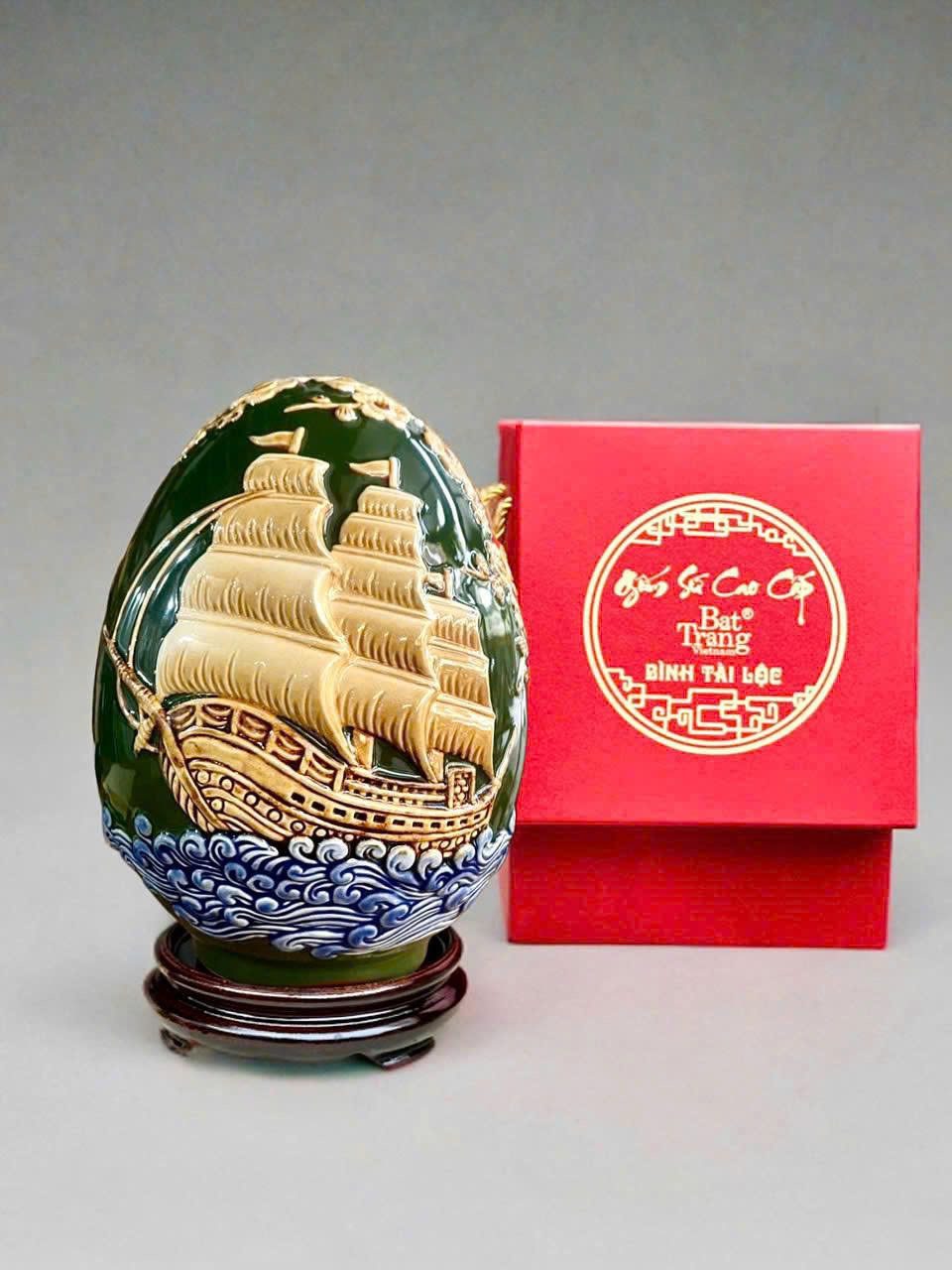 Trứng Phong thủy Thuận buồm Xuôi gió Men màu Họa tiết nổi TPT-01 (1) Trứng Phong thủy Thuận buồm Xuôi gió Men màu Họa tiết nổi TPT-01