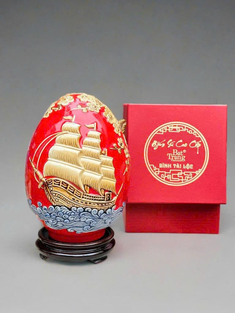 Trứng Phong thủy Thuận buồm Xuôi gió Men màu Họa tiết nổi TPT-01 (2) Trứng Phong thủy Thuận buồm Xuôi gió Men màu Họa tiết nổi TPT-01