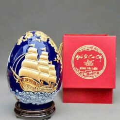 Trứng Phong thủy Thuận buồm Xuôi gió Men màu Họa tiết nổi TPT-01 Trứng Phong thủy Thuận buồm Xuôi gió Men màu Họa tiết nổi TPT-01