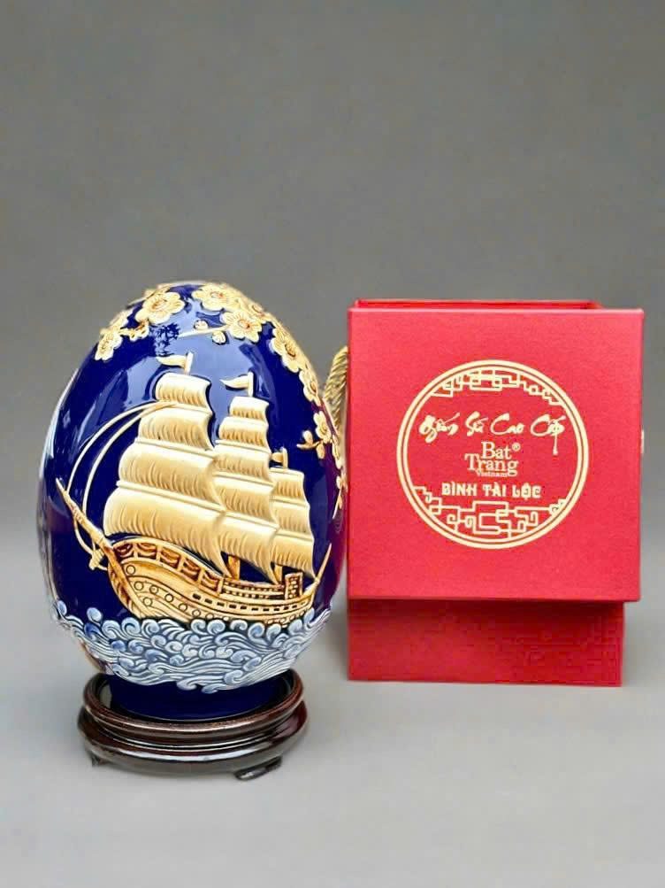 Trứng Phong thủy Thuận buồm Xuôi gió Men màu Họa tiết nổi TPT-01 (5) Trứng Phong thủy Thuận buồm Xuôi gió Men màu Họa tiết nổi TPT-01