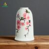 Bình Hoa Gốm Sứ Trắng Dáng Chuông Vẽ Hoa Đào Bát Tràng
