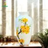 Bình Hoa Sứ Dáng Lục Bình Vẽ Hoa Mai Vàng Bát Tràng