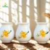 Bình Hoa Sứ Trắng Dáng Bầu Vẽ Hoa Mai Vàng Bát Tràng