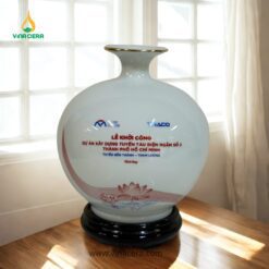 Bình Hút Lộc Gốm Bát Tràng Trắng Trơn In Logo Quà Tặng Doanh Nghiệp