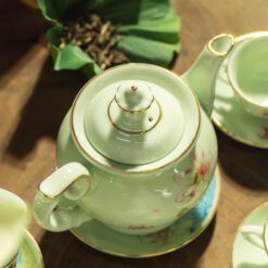 Bộ Ấm Trà Đài Cát Sen Hồng Chỉ Vàn