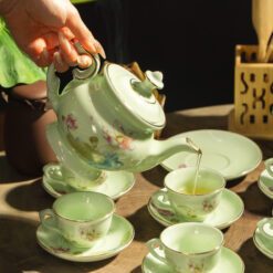 Bộ Ấm Trà Đài Cát Sen Hồng Chỉ Vàn
