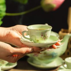 Bộ Ấm Trà Đài Cát Sen Hồng Chỉ Vàn