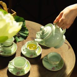 Bộ Ấm Trà Đài Cát Sen Hồng Chỉ Vàn