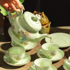 Bộ Ấm Trà Đài Cát Sen Hồng Chỉ Vàn
