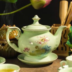 Bộ Ấm Trà Đài Cát Sen Hồng Chỉ Vàn