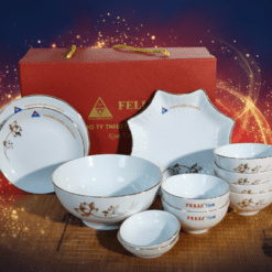 Bộ Đồ Ăn Bát Tràng Hoa Sen Chỉ Vàng Kim 16 Món Quà Tặng Doanh Nghiệp