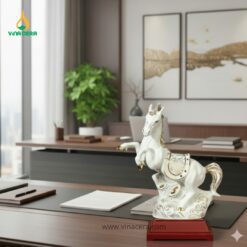 Tượng Bạch Mã Vẽ Vàng Kim Gốm Sứ Bát Tràng Cao Cấp