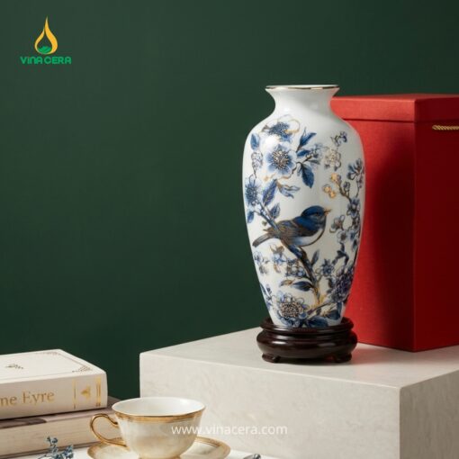 Lọ Hoa Gốm Sứ Họa Mi Bát Tràng – Quà Tặng Sang Trọng