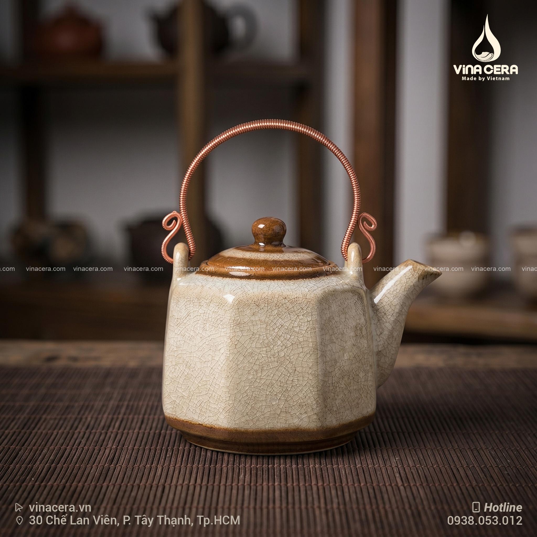 Bộ Ấm Trà Men Hỏa Biến Lục Giác Men Gấm In Logo Cao Cấp Bát Tràng Bộ Ấm Trà Men Hỏa Biến Lục Giác Men Gấm In Logo Cao Cấp Bát Tràng