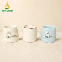Bộ 3 Ly Sứ Men Cát Liên Hoa Và Trơn – Vinacera