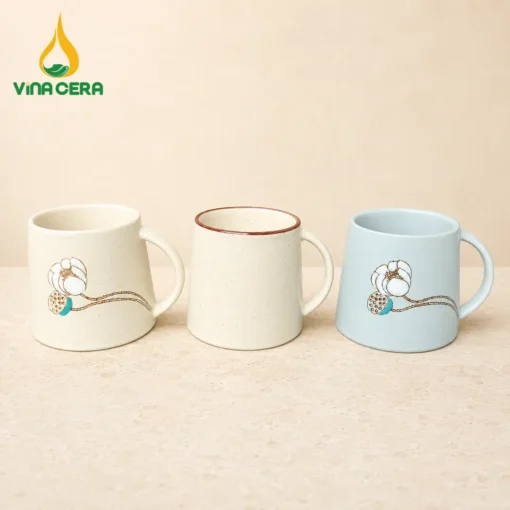 Bộ 3 Ly Sứ Men Cát Liên Hoa Và Trơn – Vinacera Bộ 3 Ly Sứ Men Cát Liên Hoa Và Trơn – Vinacera