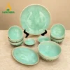 bo bat dia men hoa bien xanh ngoc dia oval vinacera 02 Bộ Bát Đĩa Men Hỏa Biến Xanh Ngọc 11 Món – Gốm Bát Tràng