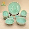 bo bat dia men hoa bien xanh ngoc khay chu nhat vinacera 03 Bộ Bát Đĩa Men Hỏa Biến Xanh Ngọc 11 Món – Gốm Bát Tràng