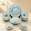 bo bat dia men xanh da hoa bien dia tron chinh dien vinacera 06 Bộ Bát Đĩa Men Xanh Đá Hỏa Biến Vân Lam – Gốm Bát Tràng
