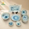 bo bat dia men xanh da hoa bien khay chu nhat vinacera 02 Bộ Bát Đĩa Men Xanh Đá Hỏa Biến Vân Lam – Gốm Bát Tràng
