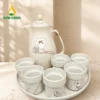 bo tra bach lien an tru thanh thoi am tich quai dong khay thang 01 Bộ Trà Bạch Liên An Trú Thảnh Thơi – Ấm Tích Quai Đồng, Khay Thang