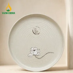 Khay Trà Tròn Men Tiêu Bạch Liên