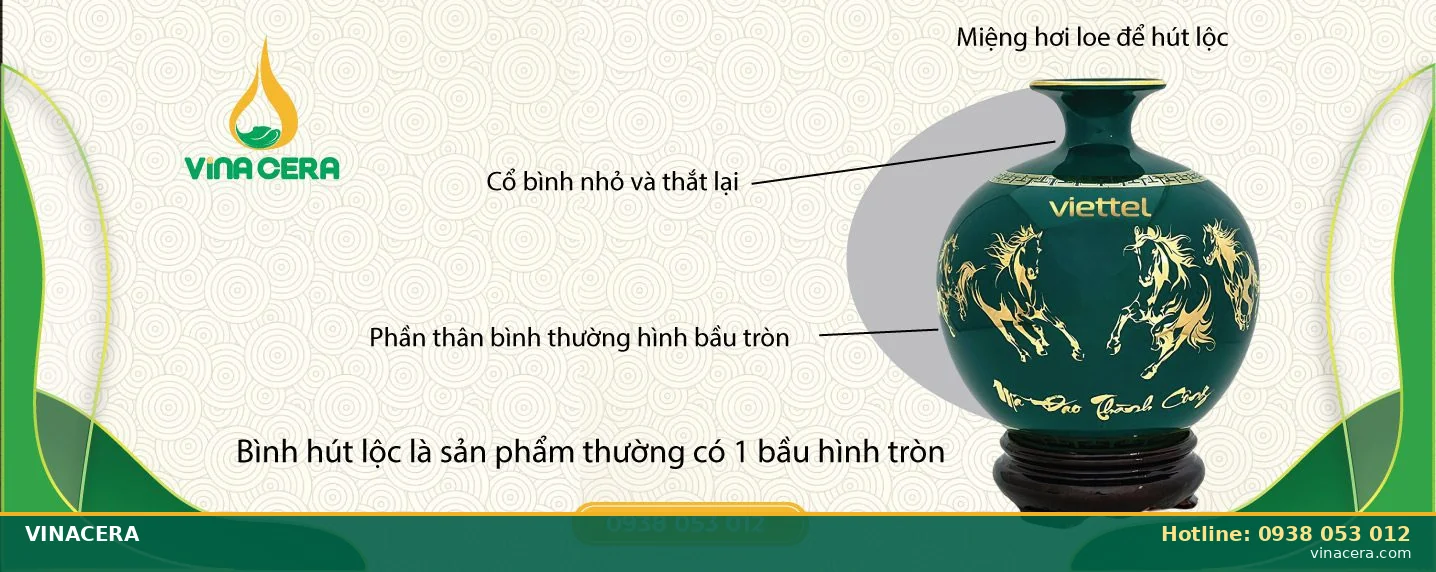 Cấu tạo bình hút lộc mini để bàn đẹp tại Vinacera