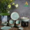 Bộ bát đĩa sứ men ngọc xanh ngọc viền nâu Vinacera Bộ bát đĩa sứ men ngọc xanh ngọc viền nâu Vinacera