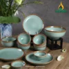 Bộ bát đĩa sứ men ngọc xanh ngọc viền nâu Vinacera Bộ bát đĩa sứ men ngọc xanh ngọc viền nâu Vinacera