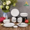 Bộ bát đĩa sứ trắng viền đen Vinacera Bộ bát đĩa sứ trắng viền đen Vinacera