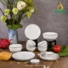 Bộ bát đĩa sứ trắng viền đen Vinacera Bộ bát đĩa sứ trắng viền đen Vinacera