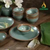 Bộ bát đĩa sứ men ngọc xanh ngọc viền nâu Vinacera Bộ bát đĩa sứ men ngọc xanh ngọc viền nâu Vinacera
