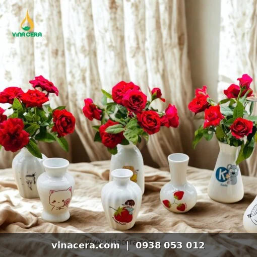 Lọ hoa quà tặng 8/3 cho doanh nghiệp và công đoàn in logo theo yêu cầu