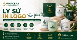 Ly sứ in logo theo yêu cầu Vinacera chọn kiểu dáng dung tích và màu men