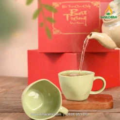 Ly Tach Su Cappuccino Men Xanh Com Rot Tra Ca Phe 5